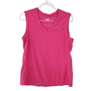 Nike Fit-Dry Sleeveless Tank Large 12-14 Pink Women Tennis Golf Gym, Vneck Shirt